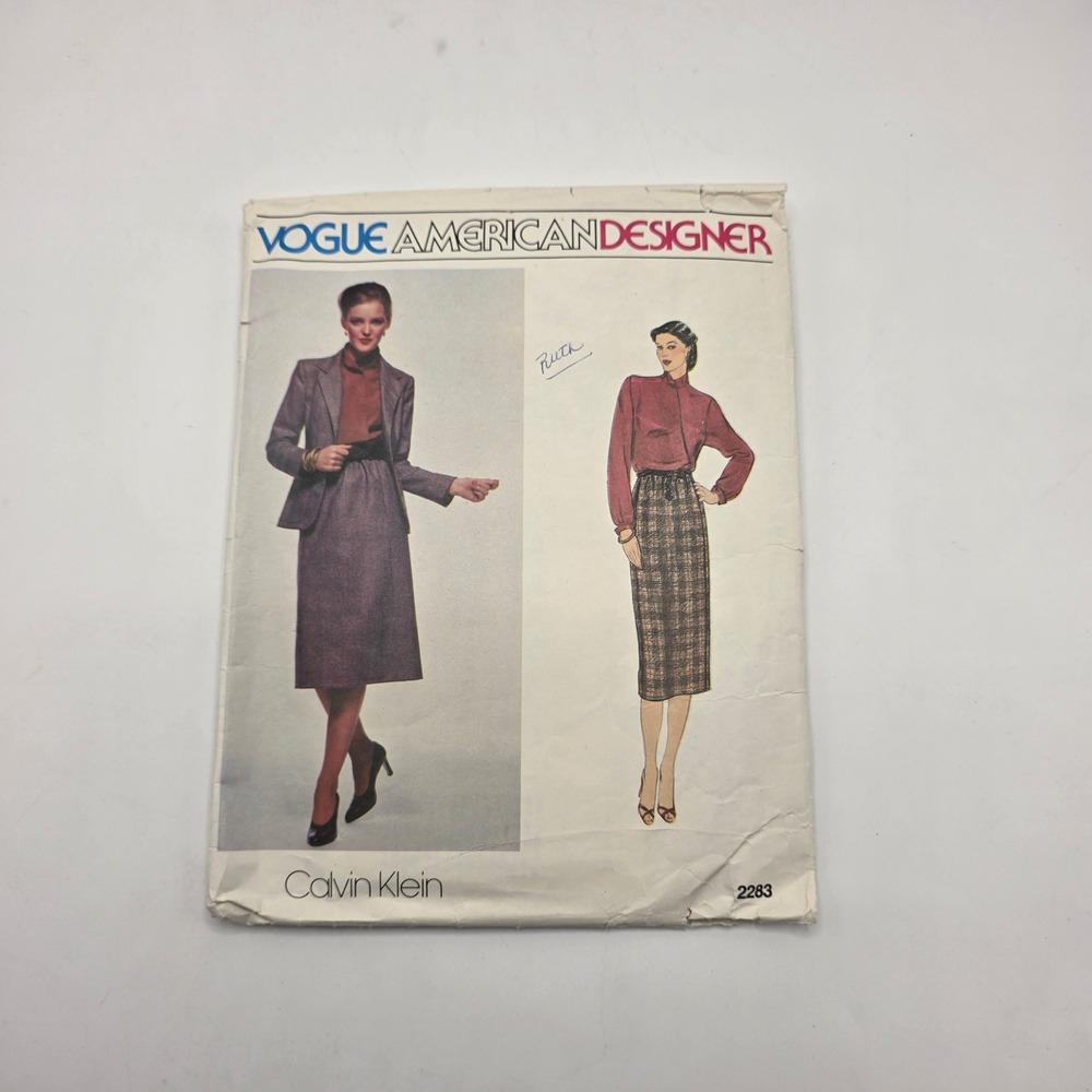 Vogue 2283 Calvin Klein Sewing Pattern Jacket Skirt Blouse 80s Designer Size 12